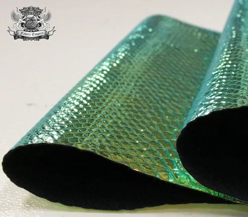 Miniatura 2 de Fabric Empire Tapicería de vinilo en relieve de serpiente holograma brillante holograma tela material cobre 54 pulgadas de ancho vendido por The Yard
