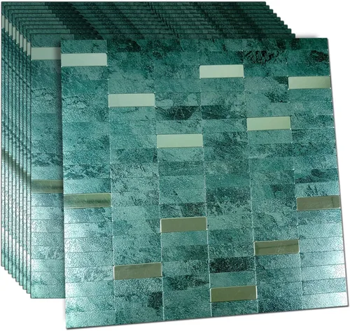 Miniatura 12 de XUANINY Azulejos de Mosaico de Aluminio Autoadhesivos para Despegar y Pegar, Pegatinas de Azulejos de Pared para Salpicadero de Cocina