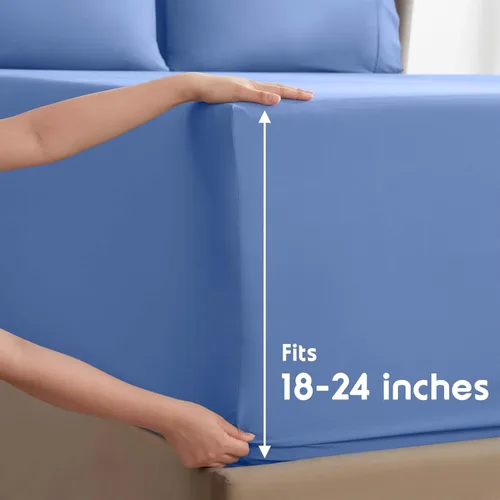 Miniatura 2 de Nestl Juego de sábanas extra profundas tamaño King, sábanas transpirables y refrescantes de 6 piezas, juego de ropa de cama de lujo con bolsillos