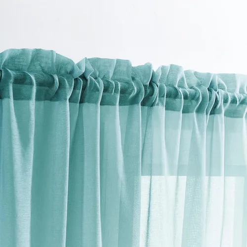 Miniatura 64 de Cortinas para ventana cortinas blancas traslúcidas de 90 pulgadas de largo, 2 paneles de cortinas de tul, paneles de ventana para cortinas de Blanco