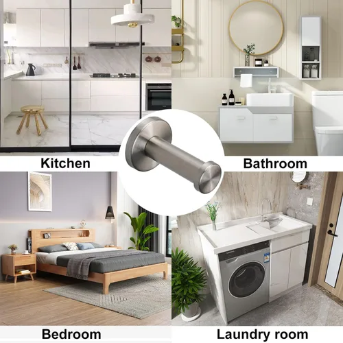 Miniatura 7 de Ganchos para toallas de baño, paquete de 6 ganchos redondos para abrigos, gancho resistente para bata montado en la pared, colgador de ropa Cepillado