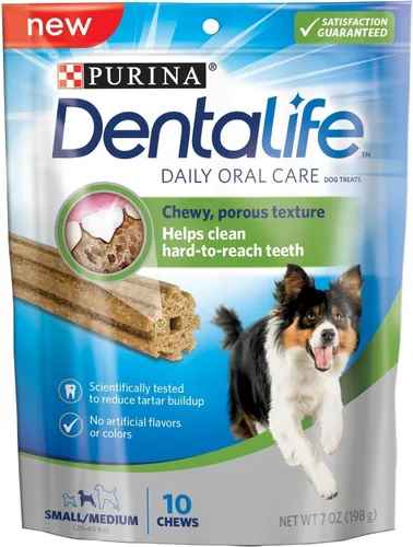 Purina DentaLife Daily Oral Care - Golosinas para perros pequeñas/medianas, (4) bolsas de 10 unidades