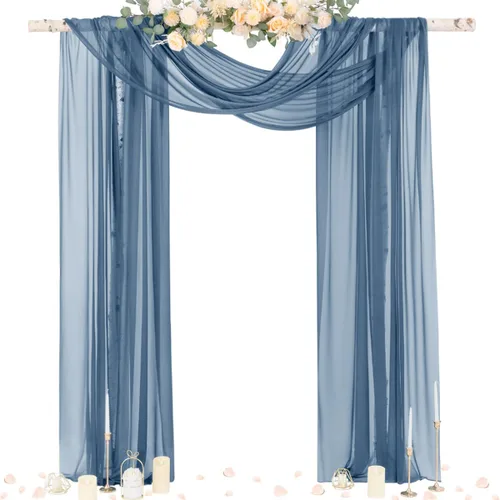 Miniatura 22 de Socomi Tela Transparente de Terracota para Decoración de Bodas Otoñales, Tela de Drapeado 29" x 20 Pies, 1 Panel, Cortina para Arco Exterior