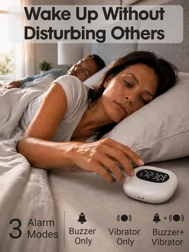 Miniatura 2 de Roxicosly Reloj despertador vibratorio súper fuerte para durmientes pesados, agitador de cama de vibración ajustable debajo de la almohada