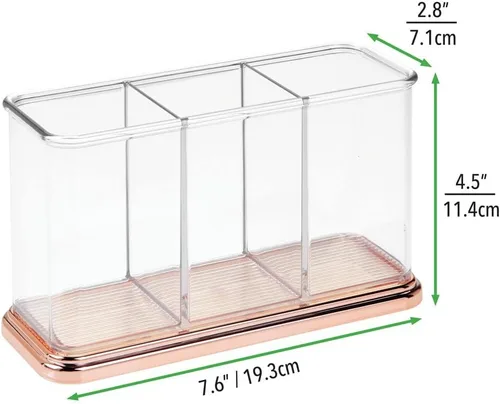 Miniatura 6 de mDesign Organizador de plástico con soporte para tazas, organizador de almacenamiento dividido para escritorios, oficina, mesas, espacios