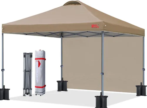 Miniatura 32 de MASTERCANOPY - Toldo desplegable duradero con 1 pared lateral (6.6 x 6.6 pies, caqui)