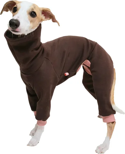 Miniatura 14 de D Doggy Star - Suéter de galgo italiano de cuello de tortuga, conjunto de mono de vellón cálido, ropa de Whippet para perro (XL, azul marino Pkt)
