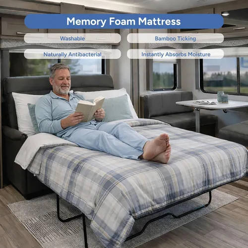 Miniatura 6 de RecPro RV Hide a Bed - Colchón de espuma viscoelástica con infusión de gel con garrapatas de bambú.