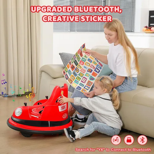 Miniatura 4 de ELEMARA Coche chocón para niños, 3.1 km/h máx, coche eléctrico de 12 V para niños pequeños, coche de choque con giro de 360° y música, 5 modos