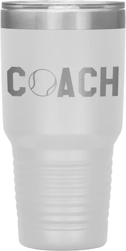 Miniatura 15 de Vaso de entrenador de tenis – Regalo de entrenador de tenis de 30 onzas con aislamiento de acero inoxidable grabado, color negro