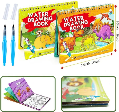 Miniatura 6 de hapray Libros mágicos para colorear de pintura de agua para niños pequeños, juguetes de arte de 2 a 4 años, juguete educativo de garabatos, regalos