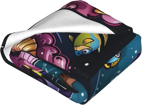 Miniatura 2 de Manta de Sirena de Niña Negra Decoración de Sirena Manta Decorativa Regalos para Niñas Niños Amantes de Sirenas Invierno Sofá Ropa de Cama Súper