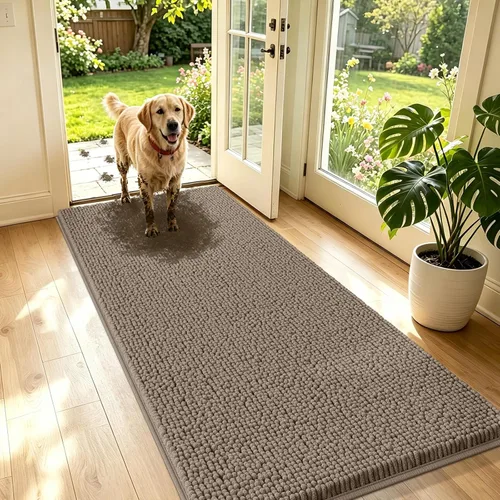Miniatura 38 de IM HOME Tapete de chenilla absorbente para exterior 36" x 24", tapetes lavables antideslizantes para perros, tapete para puerta interior para Marrón