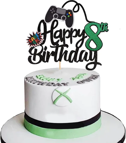 Miniatura 11 de 1 PCS Decoración para Pastel de Videojuegos Feliz Cumpleaños 14 con Purpurina, Palillo Decorativo de Pastel de Videojuegos Game On Controladores