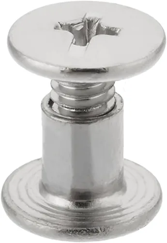 Miniatura 5 de Aicosineg 20 tornillos Phillips M5x6mm de fijación para cinturón, hebilla de acero al carbono, cabeza cruzada, tornillos Chicago, cierre de cuero