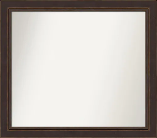 Miniatura 343 de Amanti Art Espejo de baño de bronce para sobre el fregadero, 24 x 24 pulgadas, espejo cuadrado de bronce Lara para tocador, marco de madera