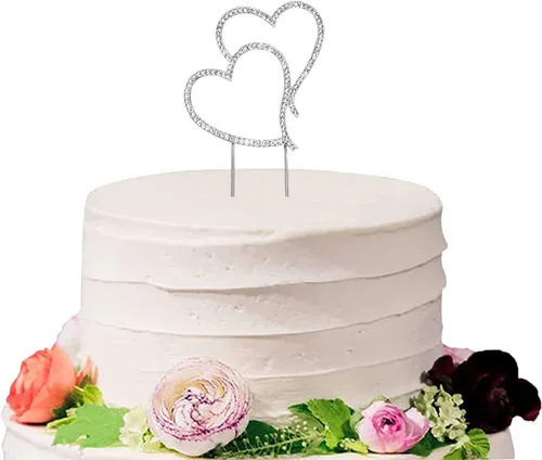 Miniatura 3 de Decoración para tartas en forma de corazón, aleación de cristal, diamantes de imitación, decoración de pastel de corazón para boda, cumpleaños, día