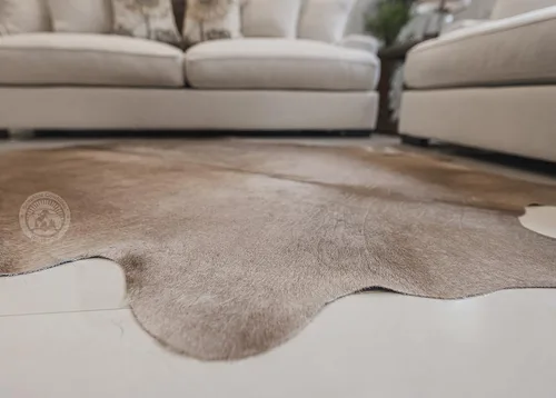 Miniatura 5 de Sunshine Cowhides Alfombra de piel de vaca 100% genuina, color gris topo, alfombra de piel de animal de estilo moderno y alfombra para sala