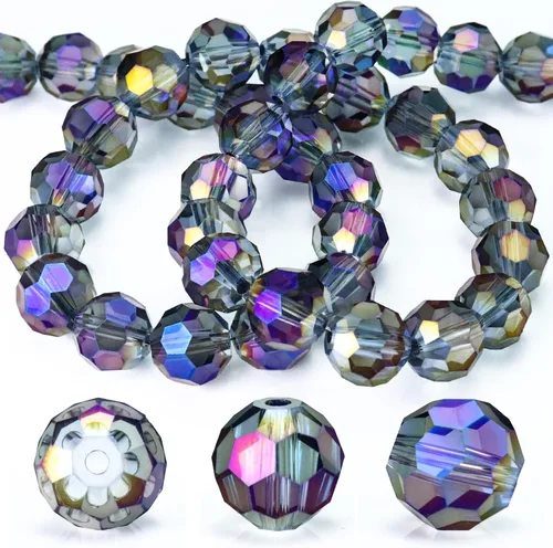 Miniatura 29 de Dowarm 100 cuentas redondas de cristal de 0.315 pulgadas para la fabricación de joyas, cuentas de cristal Rondelle facetadas para manualidades