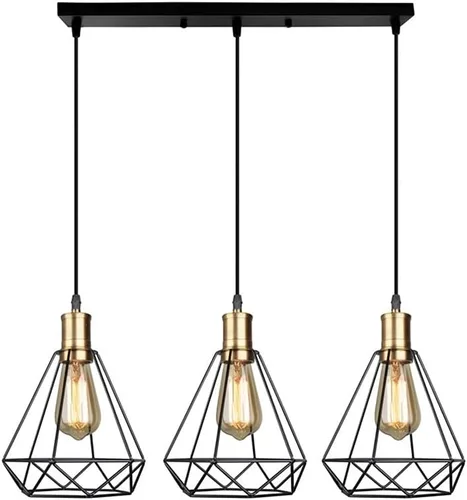 Lámpara colgante ajustable de 3 luces E27 Industrial Vintage Hierro Lámpara de techo para comedor, dormitorio, pasillo (color claro)