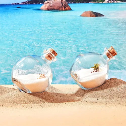 Miniatura 6 de Tessco para ti 12 piezas 8.5 oz Botellas de vidrio para poción con corcho, botellas redondas esféricas de boticario y decorativas para caramelos