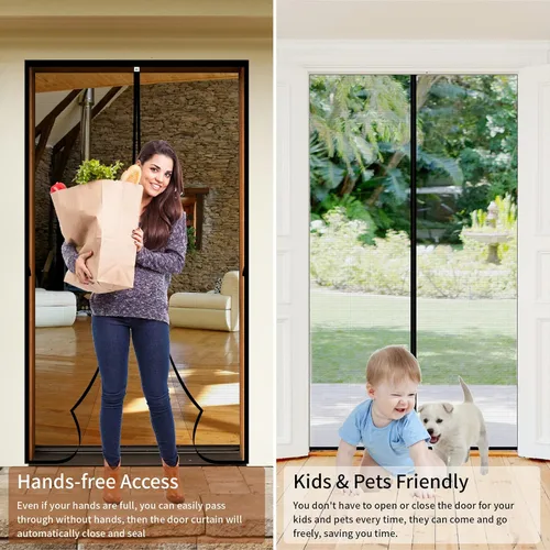 Miniatura 3 de CHIYUNS Puerta de Pantalla de Malla con Cierre Magnético 34 x 80 pulgadas, Mosquitera de Fibra de Vidrio de Cierre Automático con Imán para Puertas