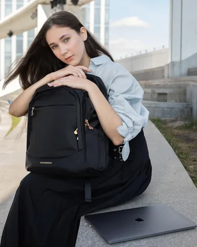 Miniatura 8 de Mochila para laptop LIGHT FLIGHT, mochila para laptop para mujeres, bolsa de viaje para laptop, mochila grande para la escuela universitaria, Negro