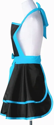 Miniatura 5 de Hyzrz lindos delantales de algodón hechos a mano estilo retro en negro para mujeres y niñas, delantal de cocina para pasteles, delantal de cocina