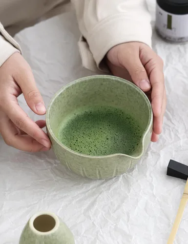 Miniatura 8 de TANG PIN Juego de matcha – Tazón de matcha con boquilla y batidor, 15 onzas, cuchara de matcha Soporte para batidor de Matcha (soporte Chasen)