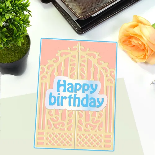 Miniatura 4 de INFUNLY 13 Piezas Troqueles en Forma de Tarjeta 3D para Hacer Tarjetas Tarjeta de Invitación Fondo Troqueles de Corte Flor Metal Palabra Troquel