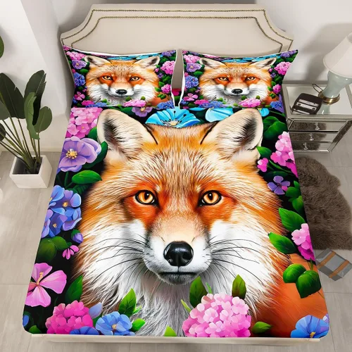 Miniatura 28 de Feelyou Juego de sábanas bajeras de alpaca para niños, lindo juego de ropa de cama con diseño de llama y donas de dibujos animados, juego de sábanas