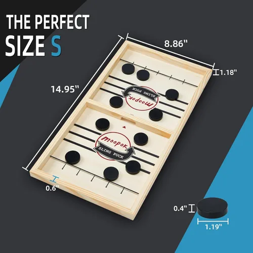 Miniatura 5 de moopok - juego de discos de eslinga rápida, juego de juegos de eslinga, juego de mesa 2 en 1, juego de hockey sobre hielo, juegos de mesa ganadores