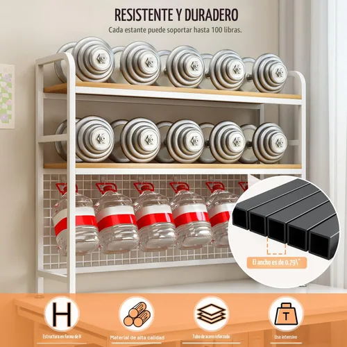 Miniatura 5 de IOTXY Estantería de escritorio de 2 niveles, estante de escritorio de metal con panel de rejilla, estante organizador de almacenamiento para Blanco