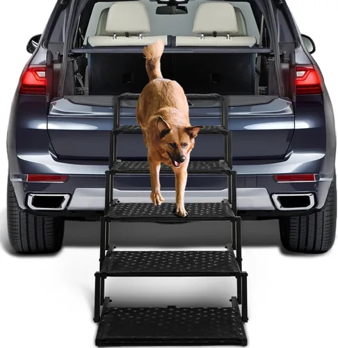 Miniatura 10 de Escaleras para perros para automóvil: rampas plegables para perros grandes con superficie antideslizante, escalones portátiles para perros