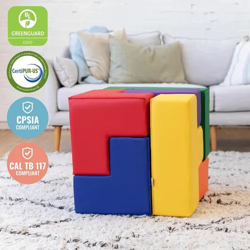 Miniatura 6 de ECR4Kids SoftZone Bloques de construcción inteligentes de espuma, rompecabezas de espuma, surtidos, 7 piezas
