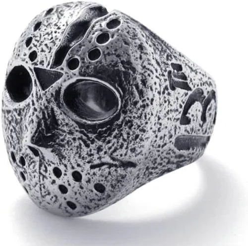 Anillo de acero inoxidable para hombre, diseño vintage de motero, color plateado