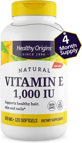 Miniatura 4 de Healthy Origins Vitamina E, 1,000 UI (naturales) mixtos de tocoferoles - Suplemento de vitamina E - Vitamina sin gluten y sin OMG para la piel