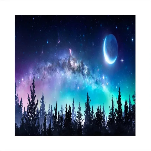 Miniatura 10 de AOFOTO Telón de fondo de bosque de cielo nocturno de 5 x 3 pies, universo, nebulosa, galaxia, cielo estrellado, fondo para fotos, luces coloridas