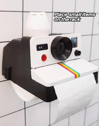 Miniatura 3 de Soporte de papel higiénico retro para cámara, divertido estante de papel higiénico creativo, instalación sin tornillos o clavos, adecuado