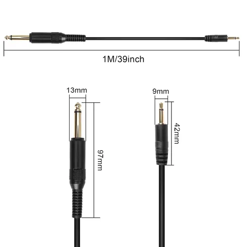 Miniatura 7 de Cable mono de 1/8 a 1/4, 0.138 in 1/8 pulgadas TS mono macho a 0.250 in 1/4 pulgadas mono macho cable de audio para amplificador, portátil, guitarra