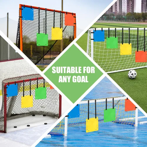 Miniatura 7 de TOBWOLF Juego de 4 dianas de portería de fútbol con correas ajustables, dianas cuadradas (lados de 12 pulgadas) en rojo, verde, azul, amarillo