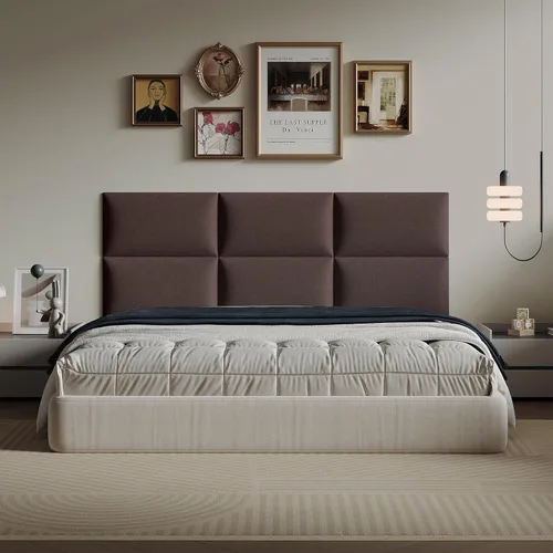 Miniatura 8 de Cabecero de palo color beige - Juego de 6 paneles montados en la pared para camas tamaño Queen, 61 x 30 cm, cabecero decorativo de fácil instalación