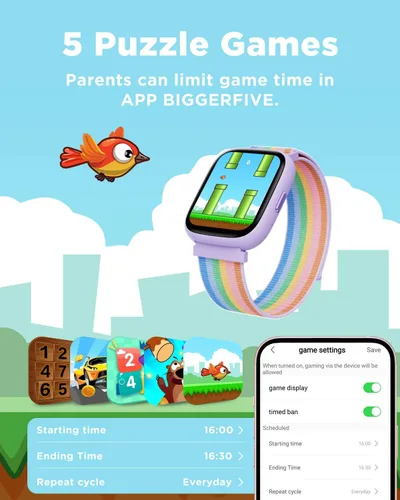 Miniatura 6 de BIGGERFIVE Reloj inteligente para niños, reloj de seguimiento de actividad física de 1.8 pulgadas, podómetro, frecuencia cardíaca, monitor de sueño