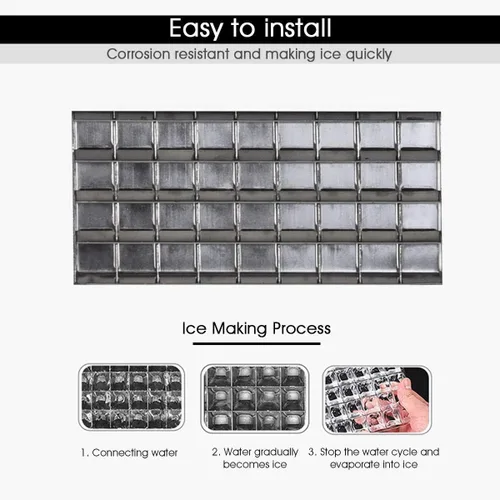 Miniatura 2 de Costzon Máquina comercial para hacer hielo, máquina de hielo de acero inoxidable integrada de 110 libras/24 horas con capacidad de almacenamiento