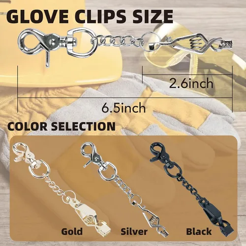 Miniatura 3 de MELOTOUGH Pinza de guante de metal para guantes de trabajo, clips de guantes de acero resistente para tácticas, esquí, campamento, actividades al