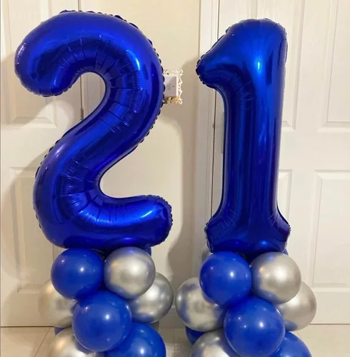 Miniatura 4 de Globos gigantes de 40 pulgadas, color azul marino, gigantes, gigantes, gigantes, enormes de aluminio de 12 o 21, globos digitales de número de Azul