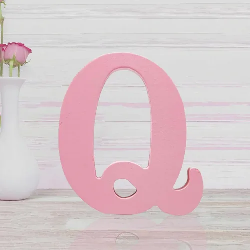 Miniatura 8 de Letras de madera rosa de 4 pulgadas, letras de madera sin terminar para decoración de pared, letras decorativas de pie en rodajas, decoración