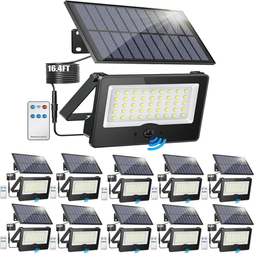 Miniatura 9 de Paquete de 6 luces LED solares de pared para exteriores, luces de seguridad con sensor de movimiento de 20 W con 3 modos de iluminación, luz de 6