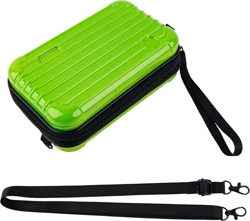 Miniatura 14 de Framendino, Estuche de cosméticos de carcasa dura morada, bolsa de transporte para artículos de tocador, mini cuerpo cruzado con cuerda de agarre