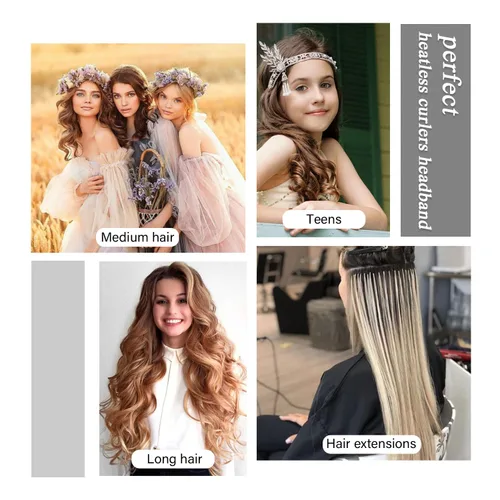 Miniatura 9 de Rizadores de pelo de terciopelo sin calor para dormir con diadema sin calor para cabello largo durante la noche, sin rizos de calor para mujeres